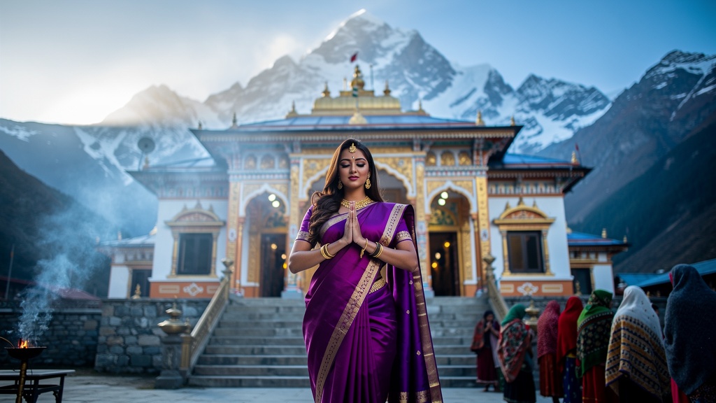 Badrinath temple with Nilkantha peak