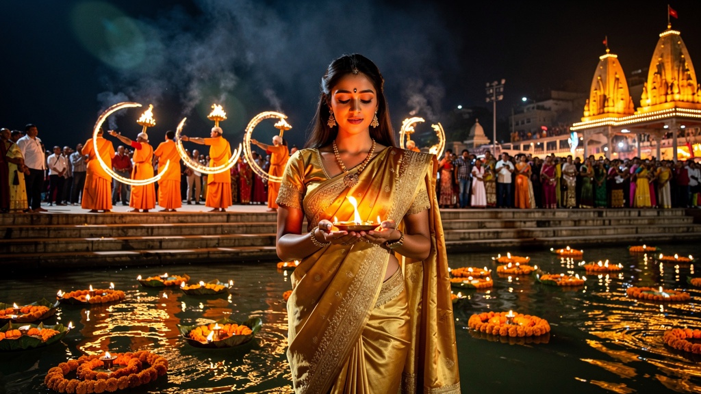 Haridwar Ganga Aarti ceremony with oil lamps