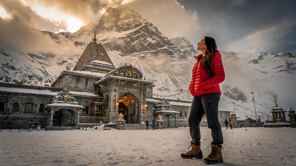 Kedarnath temple nestled in the snow-clad Himalayas
